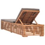 Chaise longue avec coussin gris foncé Bois de teck solide – Image 3