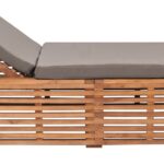 Chaise longue avec coussin gris foncé Bois de teck solide – Image 5
