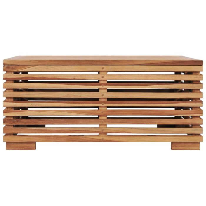 Table et repose-pied de jardin coussin gris foncé Bois de teck – Image 2