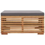 Table et repose-pied de jardin coussin gris foncé Bois de teck – Image 5
