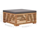 Table et repose-pied de jardin coussin gris foncé Bois de teck – Image 8