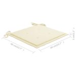 Chaises de jardin avec coussins crème lot de 3 Bois teck massif – Image 11
