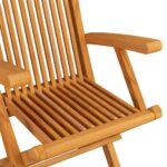 Chaises de jardin avec coussins crème lot de 3 Bois teck massif – Image 4