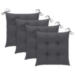 Chaises de jardin avec coussins anthracite lot de 3 Bois teck – Image 2