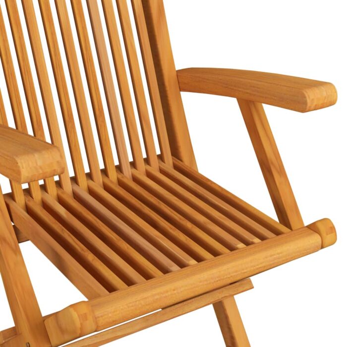 Chaises de jardin avec coussins vert vif lot de 3 Bois de teck – Image 10