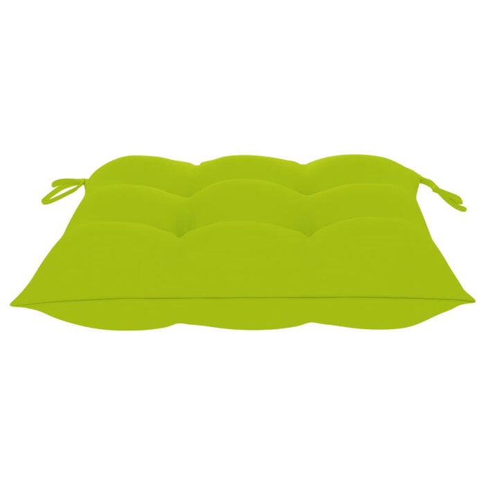 Chaises de jardin avec coussins vert vif lot de 3 Bois de teck – Image 12