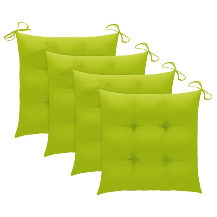 Chaises de jardin avec coussins vert vif lot de 3 Bois de teck – Image 2