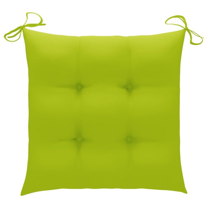 Chaises de jardin avec coussins vert vif lot de 3 Bois de teck – Image 3