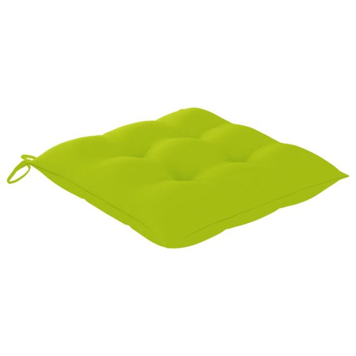 Chaises de jardin avec coussins vert vif lot de 3 Bois de teck – Image 4