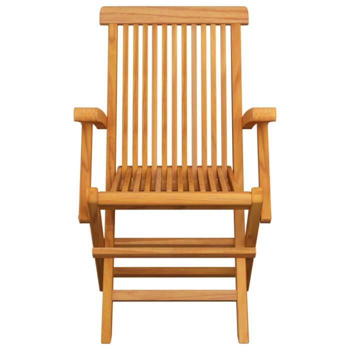 Chaises de jardin avec coussins vert vif lot de 3 Bois de teck – Image 9