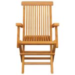 Chaises de jardin avec coussins noir lot de 6 Bois teck massif – Image 4
