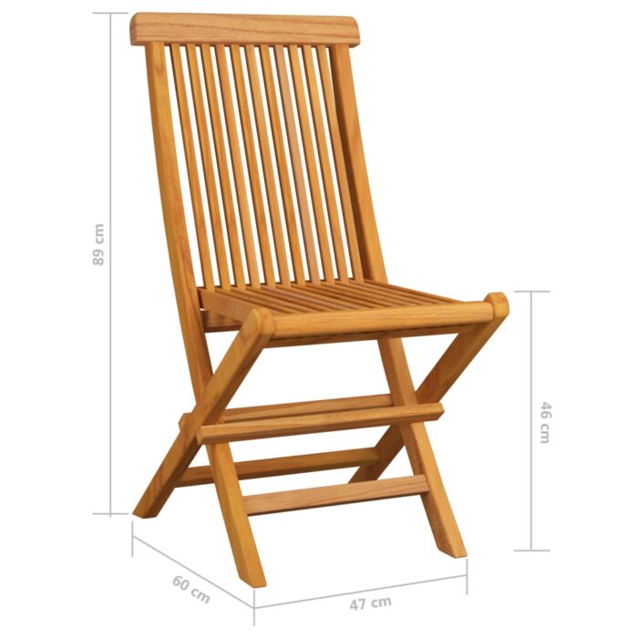 Chaises de jardin et coussins noir lot de 4 Bois de teck massif – Image 10