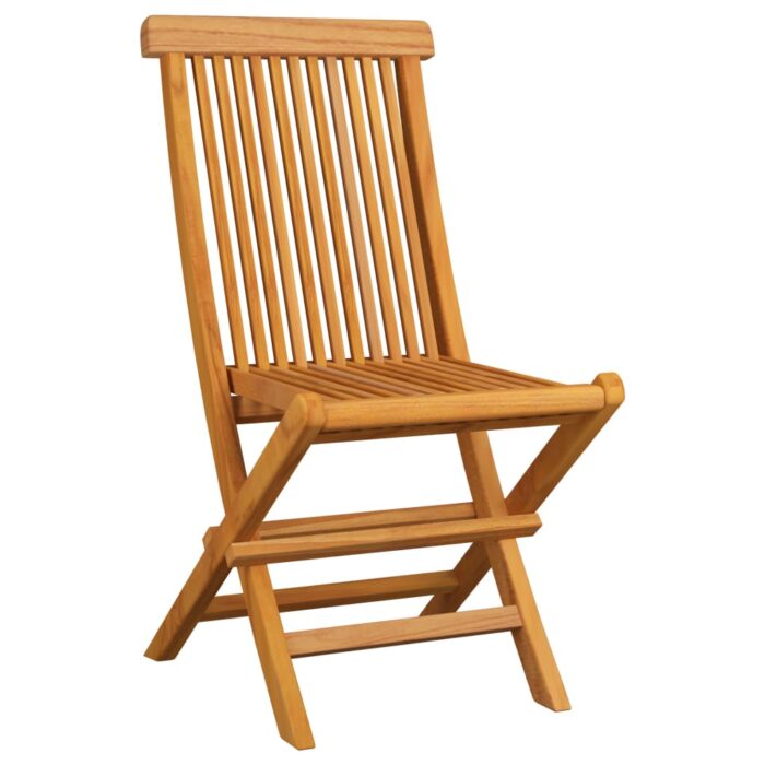 Chaises de jardin et coussins noir lot de 4 Bois de teck massif – Image 2