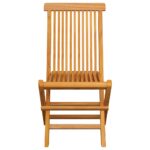 Chaises de jardin et coussins noir lot de 4 Bois de teck massif – Image 3