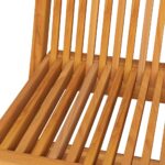 Chaises de jardin et coussins noir lot de 4 Bois de teck massif – Image 4