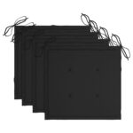 Chaises de jardin et coussins noir lot de 4 Bois de teck massif – Image 5