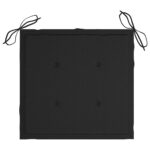 Chaises de jardin et coussins noir lot de 4 Bois de teck massif – Image 8