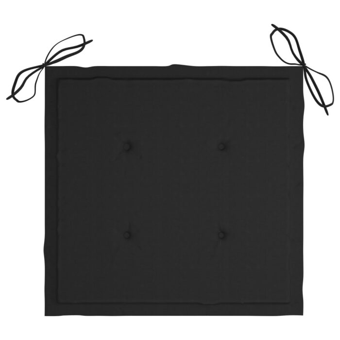 Chaises de jardin et coussins noir lot de 4 Bois de teck massif – Image 8