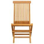 Chaises de jardin avec coussins vert vif lot de 4 Bois de teck – Image 4