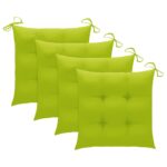 Chaises de jardin avec coussins vert vif lot de 4 Bois de teck – Image 6