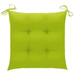 Chaises de jardin avec coussins vert vif lot de 4 Bois de teck – Image 9
