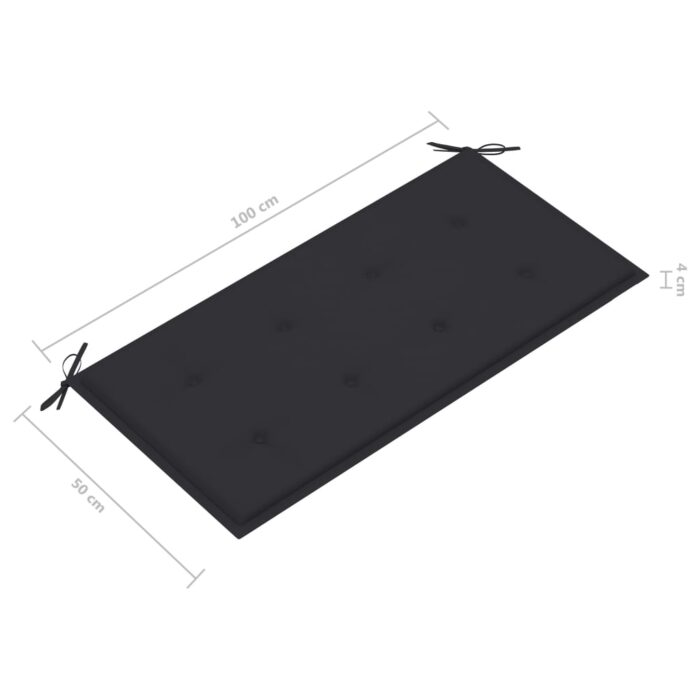 Banc de jardin et coussin anthracite 112 cm Bois de teck massif – Image 8