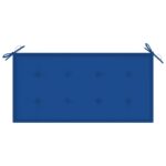 Banc de jardin et coussin bleu royal 112 cm Bois de teck massif – Image 5