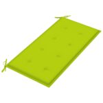 Banc de jardin avec coussin vert vif 112 cm Bois de teck massif – Image 4