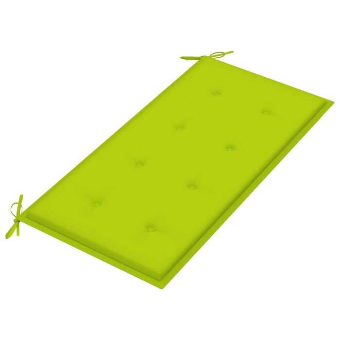 Banc de jardin avec coussin vert vif 112 cm Bois de teck massif – Image 4