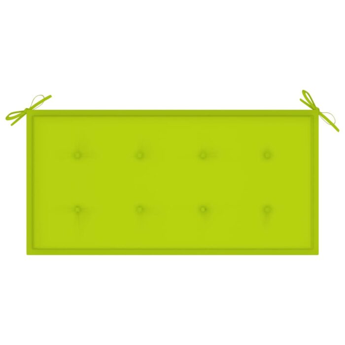 Banc de jardin avec coussin vert vif 112 cm Bois de teck massif – Image 5