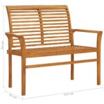 Banc de jardin avec coussin vert vif 112 cm Bois de teck massif – Image 7