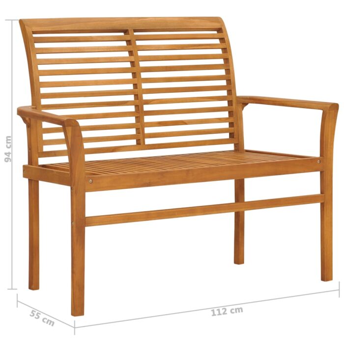 Banc de jardin avec coussin vert vif 112 cm Bois de teck massif – Image 7