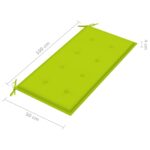 Banc de jardin avec coussin vert vif 112 cm Bois de teck massif – Image 8
