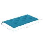 Banc de jardin avec coussin bleu clair 112 cm Bois de teck – Image 10