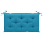 Banc de jardin avec coussin bleu clair 112 cm Bois de teck – Image 5