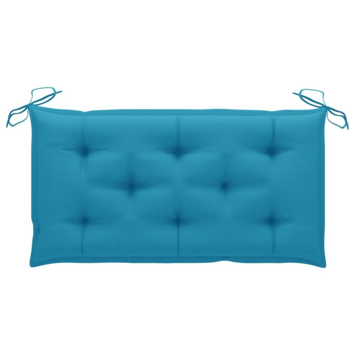 Banc de jardin avec coussin bleu clair 112 cm Bois de teck – Image 5