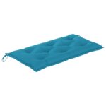 Banc de jardin avec coussin bleu clair 112 cm Bois de teck – Image 6