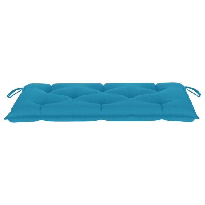 Banc de jardin avec coussin bleu clair 112 cm Bois de teck – Image 7