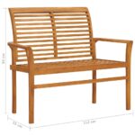 Banc de jardin avec coussin bleu clair 112 cm Bois de teck – Image 9