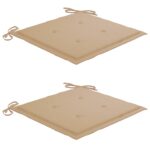 Chaise à bascule avec coussin beige Bois de teck solide – Image 4