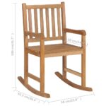 Chaise à bascule avec coussin beige Bois de teck solide – Image 8