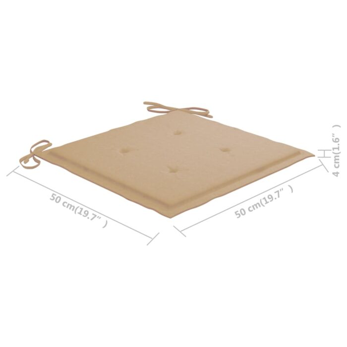 Chaise à bascule avec coussin beige Bois de teck solide – Image 9