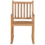 Chaise à bascule avec coussin bleu Bois de teck solide – Image 2