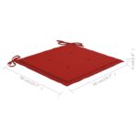 Chaise à bascule avec coussin rouge Bois de teck solide – Image 8