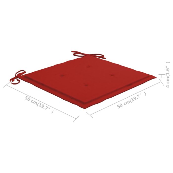 Chaise à bascule avec coussin rouge Bois de teck solide – Image 8