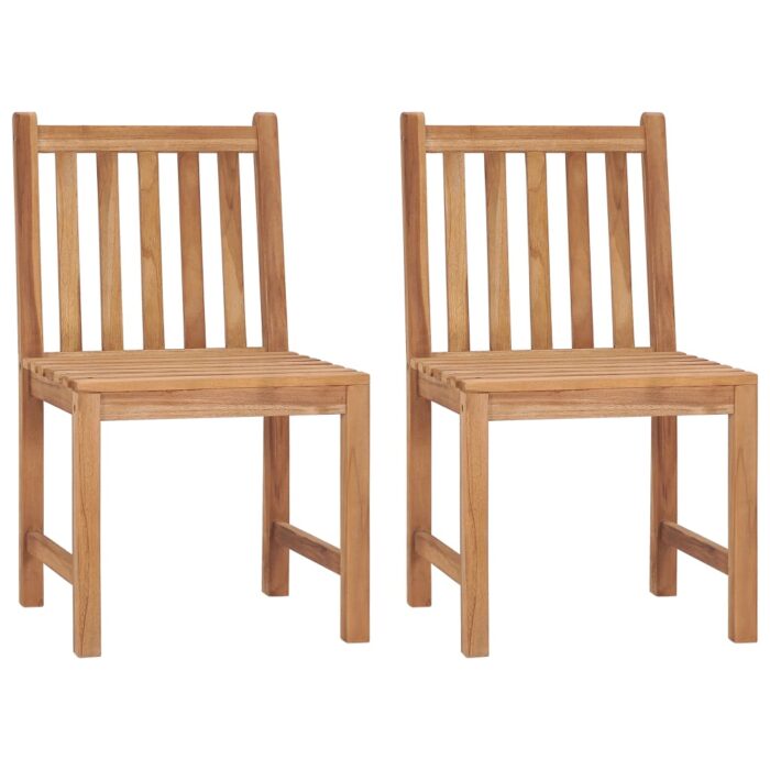 Chaises de jardin lot de 2 avec coussins Bois de teck massif – Image 2