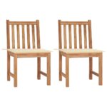 Chaises de jardin lot de 2 avec coussins Bois de teck massif