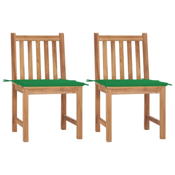 Chaises de jardin lot de 2 avec coussins Bois de teck massif – Image 1