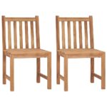Chaises de jardin lot de 2 avec coussins Bois de teck massif – Image 2