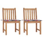 Chaises de jardin lot de 2 avec coussins Bois de teck massif